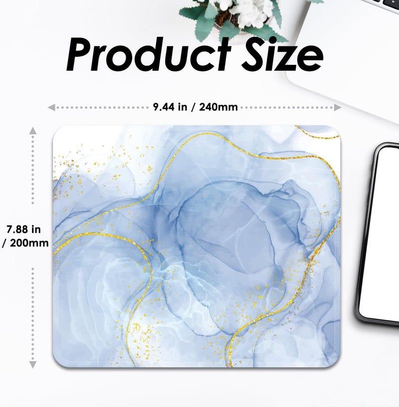 FROGIGO Square Mouse Pad with Stitched Edge, Premium Mousepad Washable Cloth. Computer Mouse Pad with Non-Slip Rubber Base, Mouse Pads for Computers Laptop Mouse 9.25x7.75x0.12 inch-Blue Marble - Image 3